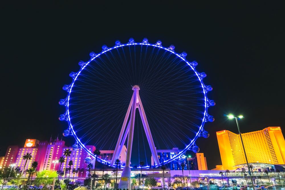 High Roller Riesenrad in Las Vegas bei Nacht