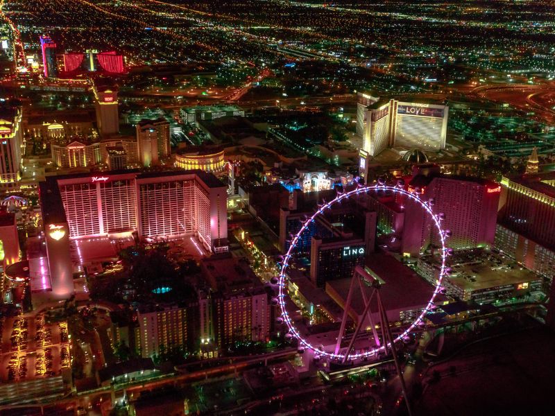 Riesenrad Las Vegas High Roller bei Nacht