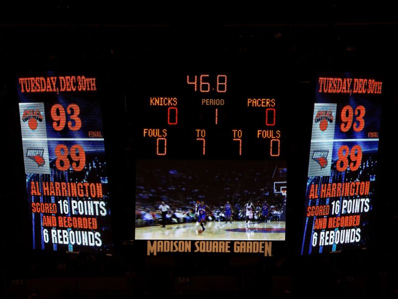 Anzeigetafel bei den New York Knicks